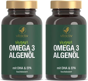 vitactiv Omega 3 Algenöl Kapseln vegan für Erwachsene 60 Stück – Bild 1 von 3