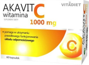 VITADIET AKAVIT Vitamin C 1000 mg Ascorbinsäure Kapseln 60 Stück ohne Zusatzstoffe – Bild 1 von 1
