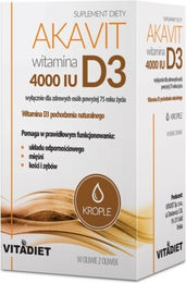 Vitadiet Akavit Vitamin D3 4000 IU Tropfen 30 ml ohne Zusatzstoffe für Senioren – Bild 1 von 2