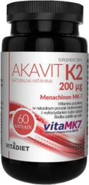 Vitadiet Akavit Vitamin K2 MK-7 200 µg Kapseln 60 Stück glutenfrei und laktosefrei – Bild 1 von 1