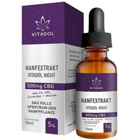 Produktbild von Vitadol Night Hanfextrakt Tropfen vegan laktosefrei und ohne Zusatzstoffe
