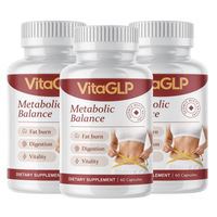 Produktbild von Vitaglp Nahrungsergänzungsmittel Set mit Grüntee-Extrakt, Apfelessig, Ingwer, Zimt, Chrom und Pflanzenextrakten 180 Kapseln für Erwachsene