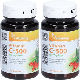 vitaking Vitamin C 500 mg Tabletten mit Hagebutte, zuckerfrei, laktosefrei und glutenfrei – Bild 1 von 1