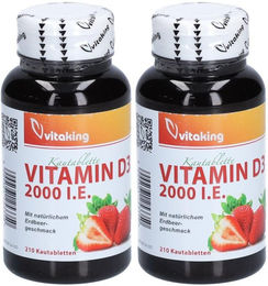 vitaking Vitamin D3 Lutschtabletten mit Erdbeergeschmack 2000 I.E. für Kinder 210 Stück – Bild 1 von 1