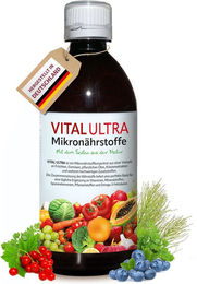 VITAL ULTRA Mikronährstoffkonzentrat aus Obst, Gemüse, pflanzlichen Ölen und Kräuterextrakten als Flüssigkeit für Schwangere, Stillende und Senioren – Bild 1 von 1