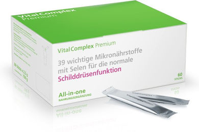 VitalComplex Premium Schilddrüse mit Selen 200 µg und 39 Mikronährstoffe, 60 Sticks, glutenfrei, laktosefrei, hefefrei – Bild 1 von 3