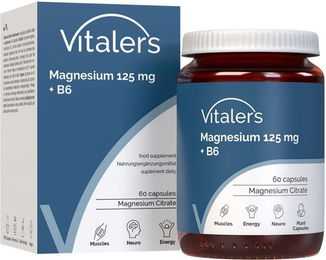 Vitaler Magnesium 125 mg mit Vitamin B6 Kapseln vegan ohne Zusatzstoffe für Erwachsene und Sportler 60 Stück – Bild 1 von 2