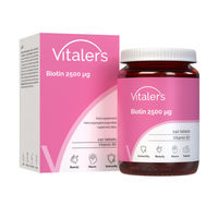 Produktbild von Vitaler's Biotin 2500 µg Tabletten, 240 Stück, glutenfrei, laktosefrei, ohne Gelatine, für Erwachsene