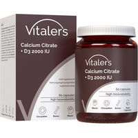 Produktbild von Vitaler’s Calciumcitrat 1200 mg mit Vitamin D3 2000 IE Kapseln ohne Zusatzstoffe 60 Stück