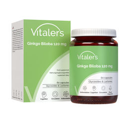 Vitaler's Ginkgo Biloba 120 mg Kapseln, 60 Stück, vegan, ohne Zusatzstoffe – Bild 1 von 3