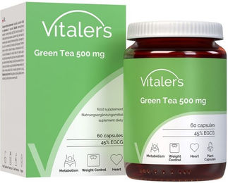 Vitaler’s Grüner Tee 500 mg Kapseln vegan ohne Zusatzstoffe 60 Stück – Bild 1 von 2