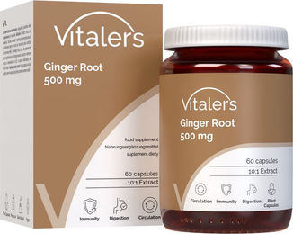 Vitaler's Ingwerwurzel 500 mg Kapseln vegan 60 Stück – Bild 1 von 2