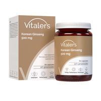 Produktbild von Vitaler's Koreanischer Ginseng 500 mg Kapseln, 60 Stück, vegan und ohne Zusatzstoffe