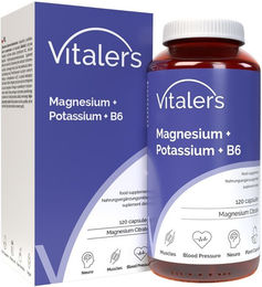 Vitaler's Magnesium Citrat Mineralstoff-Komplex mit Kalium und Vitamin B6 vegan Kapseln 120 Stück – Bild 1 von 2
