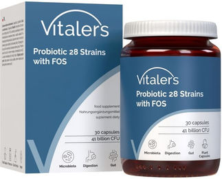 Vitaler’s Probiotikum mit 28 Stämmen und FOS vegan ohne Zusatzstoffe 30 Kapseln – Bild 1 von 2