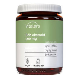Vitaler's Saubohnenextrakt L-DOPA 500 mg 60 Kapseln vegan ohne Zusatzstoffe – Bild 1 von 2