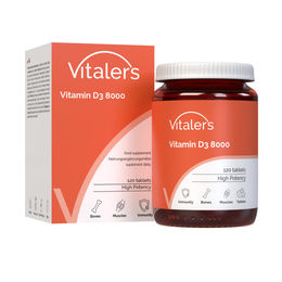 Vitaler's Vitamin D3 Cholecalciferol 8000 IU Tabletten für Erwachsene ohne Zusatzstoffe 120 Stück – Bild 1 von 1