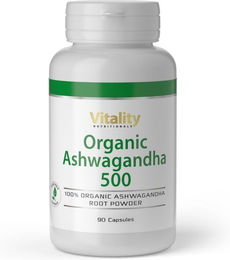 Vitality Nutritionals Bio Ashwagandha 500 mg Kapseln vegan laktosefrei glutenfrei – Bild 1 von 1