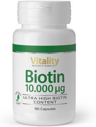 Vitality Nutritionals Biotin 10 mg Hochdosiert Kapseln Vegan 90 Stück – Bild 1 von 1