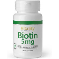 Produktbild von Vitality Nutritionals Biotin 5mg Kapseln vegan ohne Zusatzstoffe