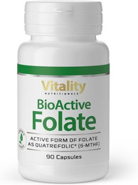 Vitality Nutritionals Folsäure 400 µg Bioaktiv Kapseln vegan laktosefrei glutenfrei für Schwangere und Stillende – Bild 1 von 1