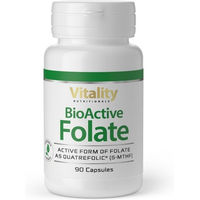 Produktbild von Vitality Nutritionals Folsäure 400 µg Bioaktiv Kapseln vegan laktosefrei glutenfrei für Schwangere und Stillende