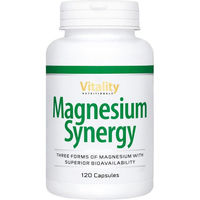 Produktbild von Vitality Nutritionals Magnesium Synergy Komplex Glycinat Malat & Citrat Kapseln vegan 120 Stück