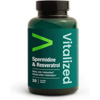 Produktbild von Vitalized Spermidin und Resveratrol Kapseln mit Kräuter-Komplex vegan