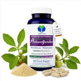 VitalLeben Ashwagandha Kapseln vegan ohne Zusatzstoffe 180 Stück – Bild 1 von 7