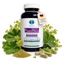 VitalLeben Frauenmantel Kapseln mit Frauenmantelkraut 180 Stück ohne Zusatzstoffe laktosefrei und glutenfrei – Bild 1 von 7