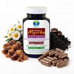 VitalLeben Myrrhe Kamille Kaffeekohle Kapseln vegan ohne Zusatzstoffe 360 Stück – Bild 1 von 6