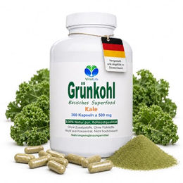 VitalLife Grünkohl Kapseln Superfood mit Sulforaphan und Lutein 360 Stück ohne Zusatzstoffe – Bild 1 von 4