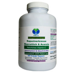 VitalLife Kapuzinerkresse Meerrettich und Acerola Vitamin C Kapseln 360 Stück ohne Zusatzstoffe – Bild 1 von 2