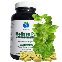 VitalLife Melisse Zitronenmelisse Kapseln vegan ohne Zusatzstoffe 180 Stück – Bild 1 von 2
