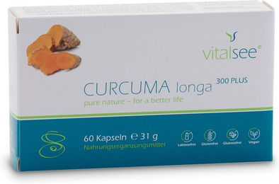 Vitalsee CURCUMA longa 300 PLUS Extrakt – 60 vegane Kapseln – Curcumin-Extrakt mit Piperin – glutenfrei und laktosefrei – Bild 1 von 2