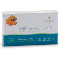 Produktbild von Vitalsee CURCUMA longa 300 PLUS Extrakt – 60 vegane Kapseln – Curcumin-Extrakt mit Piperin – glutenfrei und laktosefrei