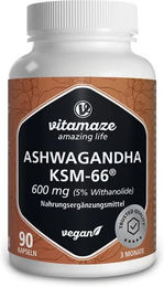 Vitamaze Ashwagandha KSM-66 600 mg Kapseln vegan 90 Stück – Bild 1 von 3