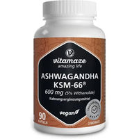 Produktbild von Vitamaze Ashwagandha KSM-66 600 mg Kapseln vegan 90 Stück