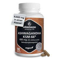 Produktbild von Vitamaze Ashwagandha KSM-66 600 mg vegane Kapseln 90 Stück