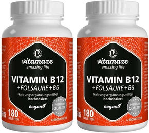 Vitamaze B-Komplex Vitamin B12 1.000 µg mit B9 und B6 vegan Tabletten für Schwangere und Stillende 180 Stück – Bild 1 von 1