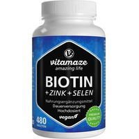 Produktbild von Vitamaze Biotin 10 mg hochdosiert mit Zink und Selen Tabletten vegan 480 Stück