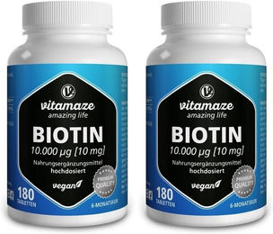 Vitamaze Biotin 10 mg hochdosiert vegan Tabletten 180 Stück – Bild 1 von 1