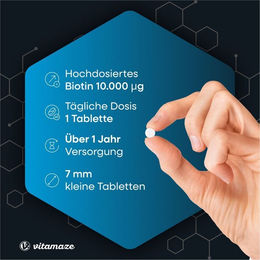 Vitamaze Biotin 10 mg Zink und Selen hochdosiert vegane Tabletten – Bild 1 von 1