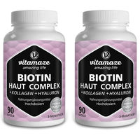 Produktbild von vitamaze Biotin Haut Complex mit Kollagen und Hyaluron Beauty-Kollagen-Kombi Kapseln 180 Stück glutenfrei laktosefrei und ohne Zusatzstoffe für Männer und Frauen