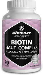 Vitamaze Biotin Haut Komplex mit Kollagen und Hyaluron Kapseln hochdosiert glutenfrei und laktosefrei – Bild 1 von 1