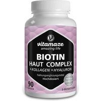 Produktbild von Vitamaze Biotin Haut Komplex mit Kollagen und Hyaluron Kapseln hochdosiert glutenfrei und laktosefrei