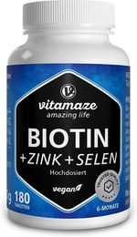 Vitamaze Biotin Zink Selen Tabletten vegan ohne Zusatzstoffe 180 Stück – Bild 1 von 3