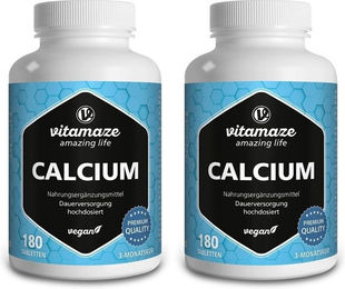 Vitamaze Calcium 400 mg Carbonat Tabletten vegan ohne Zusatzstoffe 180 Stück – Bild 1 von 1