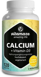 Vitamaze Calcium D3 600 mg mit 400 IE vegetarische Tabletten 120 Stück – Bild 1 von 1