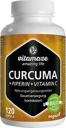 Vitamaze Curcuma, Piperin und Vitamin C Kapseln vegan 120 Stück – Bild 1 von 2